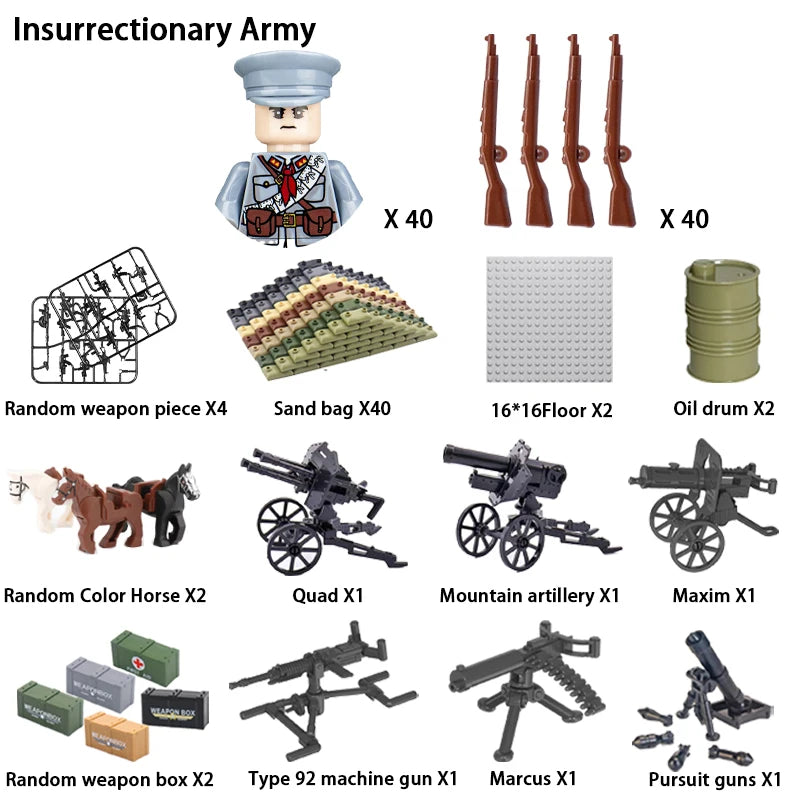 24pcs/batch WW2 Military Character WW2 Army Building Blocks Military Soldier Character Building Blocks Kids Holiday Gift Toys