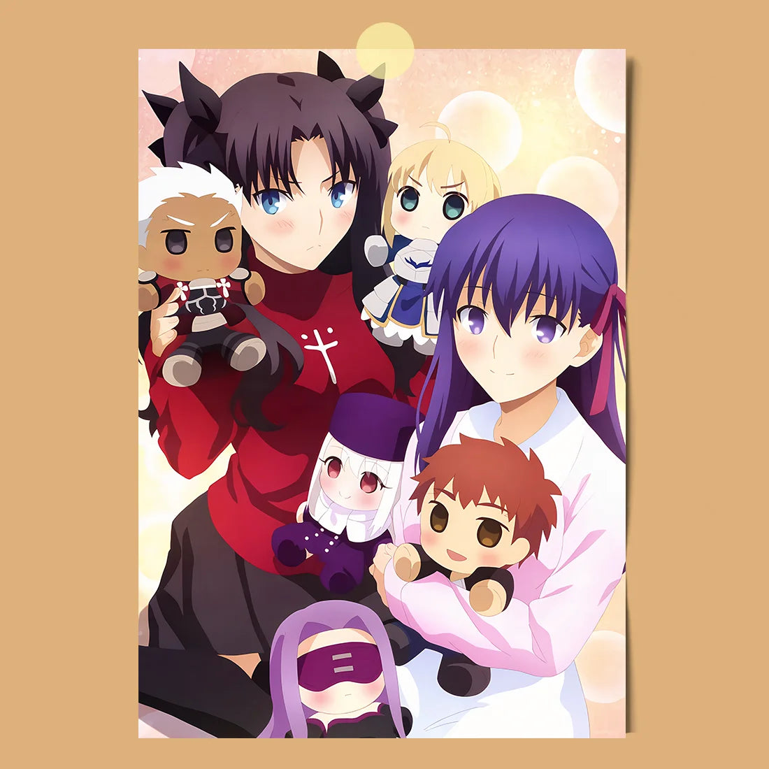 AZNM Fate Stay Night Canvas Wall Art, Unlimited Blade Works Saber Rin Tohsaka Shirou Emiya Anime Poster, Frameless Canvas Print,