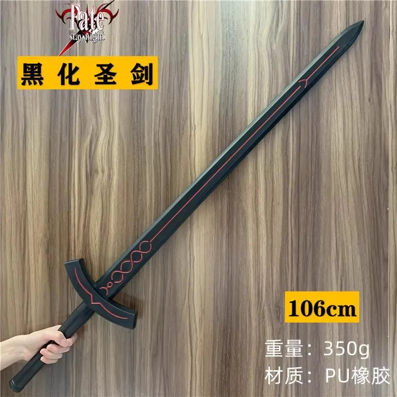 Fate Stay Night Sword Sets Black Holy Sword Saber Sword Weapons 1:1 Cosplay Prop Model Gift Rubber Unsharpened Toys