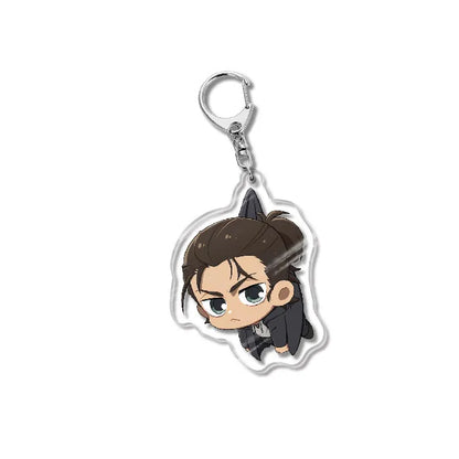 Attack On Titan Acrylic Figure Display Cartoon Keychain Eren Mikasa Levi Anime Desk Ornament Key Ring Accessories Q Version