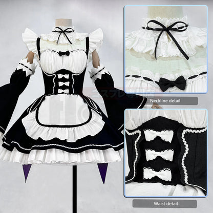 HOLOUN Zero Anime Rem Cosplay Costume Wig Lolita Maid Dress