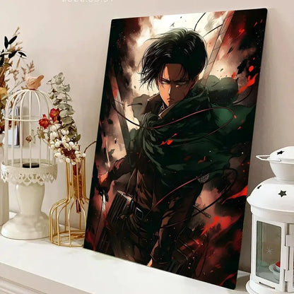 AZNM Attack on Titan Anime Canvas Wall Art, Levi Ackerman Print, Shingeki no Kyojin Home Decor Poster