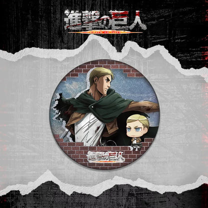 Attack on Titan Double Flash Badge 201 230 Anime Merchandise 75mm 58mm Plain Surface Laser Silver Glitter Pin Character Series