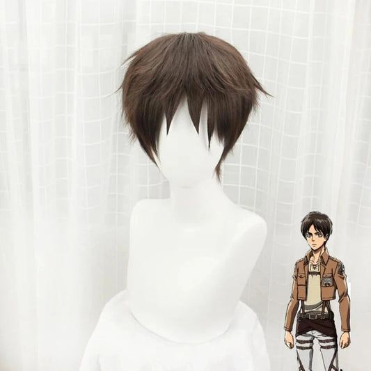Attack on Titan Eren Jaeger Cosplay Wig 30cm Short Straight Brown Heat Resistant Synthetic Hair Wigs