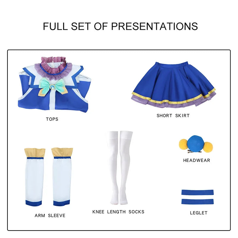 Anime Aqua Cosplay Costume Uniform KonoSuba God's Blessing on This Wonderful World Cosplay Dress Wig Set Party Outfit for Women