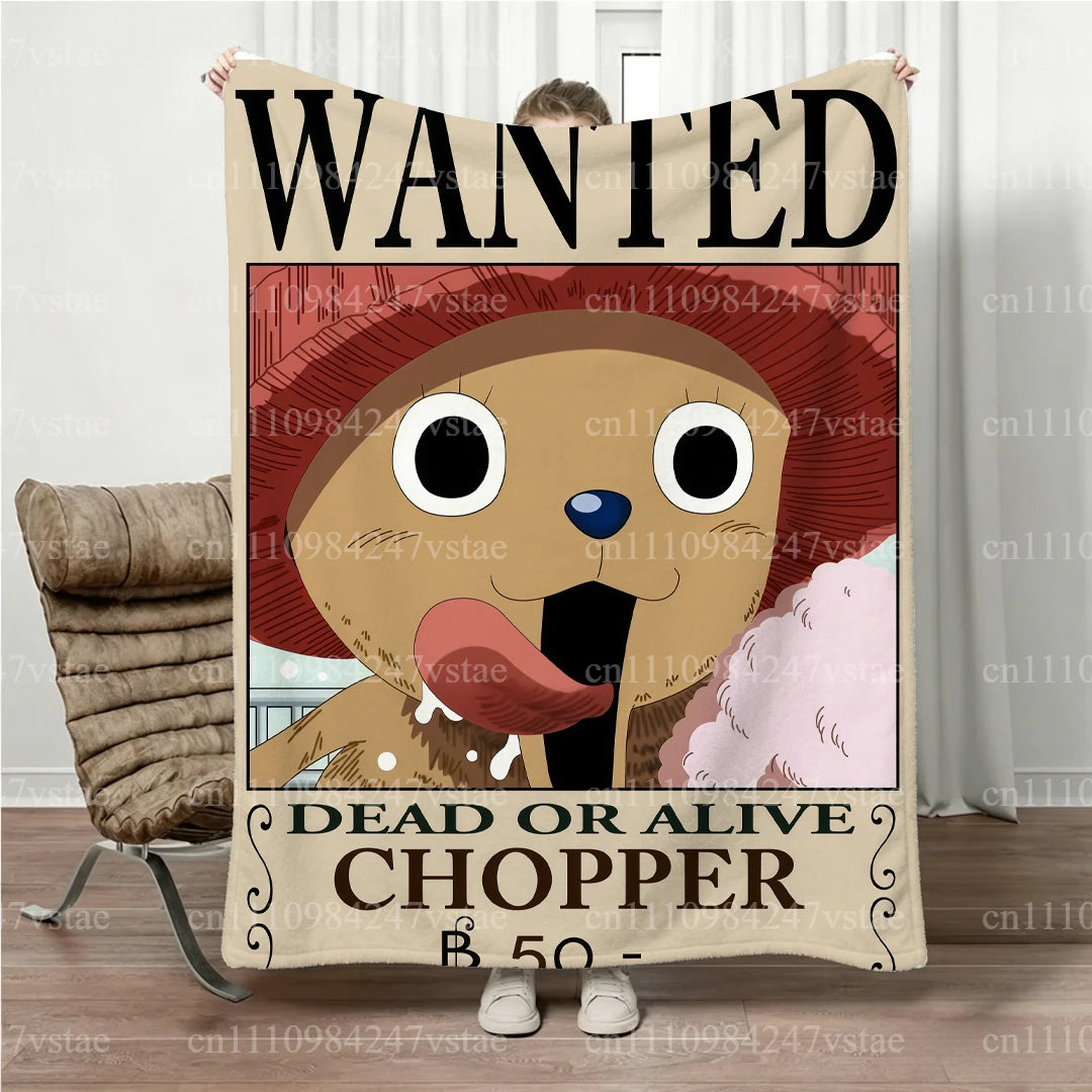 Hot Luffy Wanted Blanket Four Season Parent-Child Matching Family Soft Flannel All Season Warm Throw Blanket Sofa Bed Home Gift