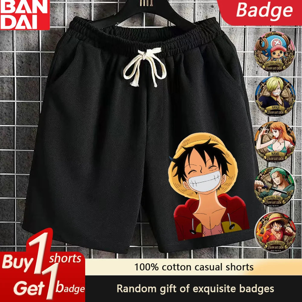 New Men's One Piece Luffy Roronoa Zoro Print Summer Men's Shorts Sport Five-Point Shorts Oversized Casual  Gym Quick-drying Pant
