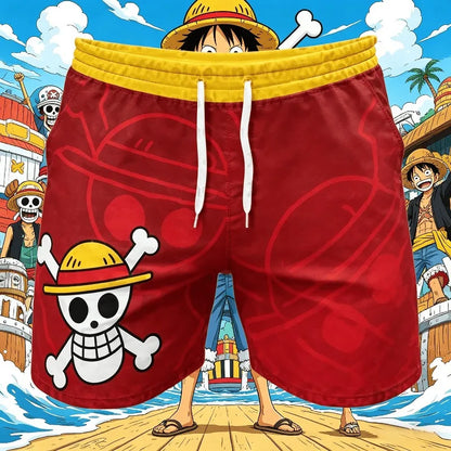 2026 Adult Luffy One-piece Surfing Shorts, Summer Anime Quick-drying Breathable Printed Sports and Fitness Shorts
