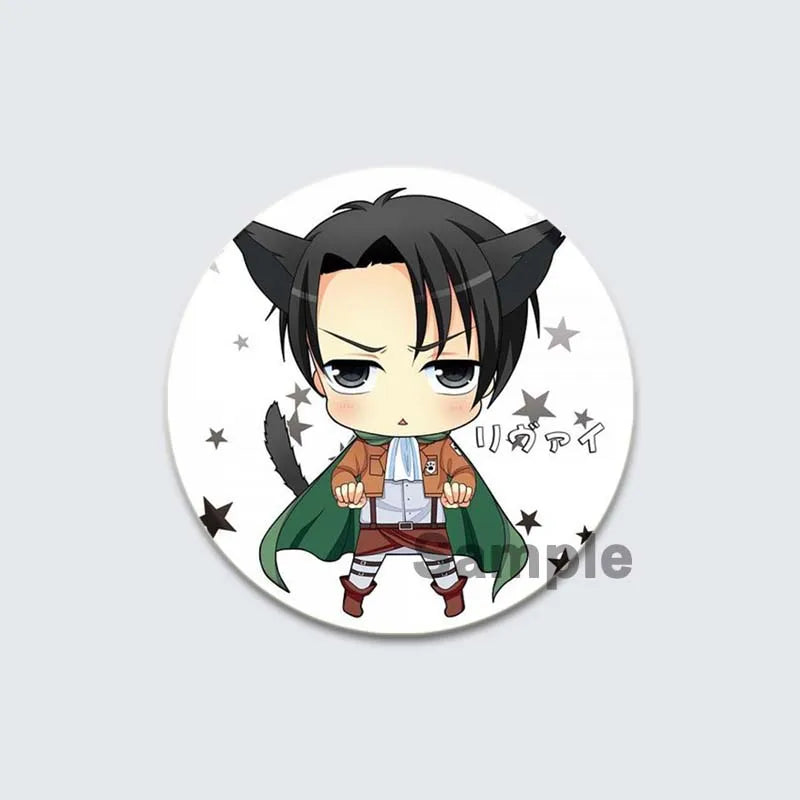 Eren Levi Armin Arlert Erwin Cartoon Badge Attack on Titan Brooches on Backpack Clothes Handmade Round Pins for Gift Accessory
