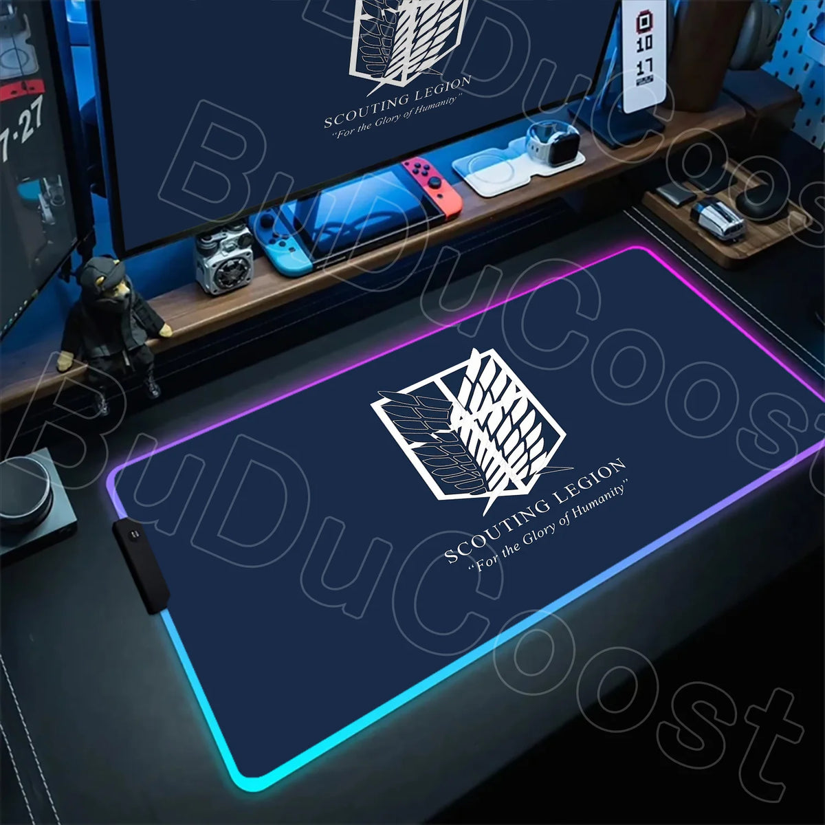 Large RGB LED Mousepad Attack on Titan Mouse Pads Anime Cool Gaming Tapis De Souris Carpet Laptop XXL Gabinete Gamer Accessories