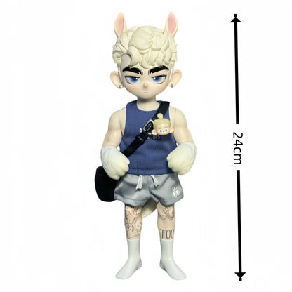 Toos Deer Head Boy Figure Muscle Guy Handsome Boy with Tattoo Warrior Doll Running Park Collection Ornament Accompany Gift