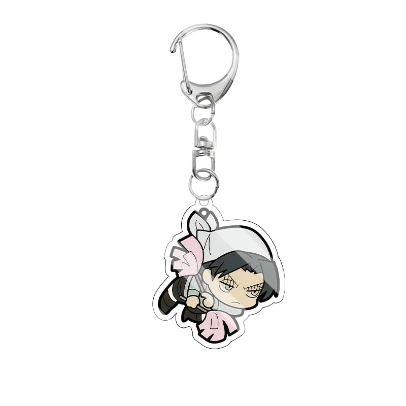 Cartoon Attack on Titan Cute Acrylic Keychain Survey Corps Uniform Anime Character Funny Hanging Pose Bag Pendant Cute Accessory
