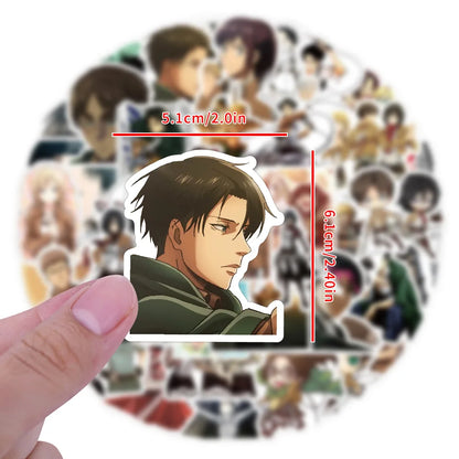 50pcs Cartoon Animation Attack on Titan Decorative Handbook Stationery Water Cup Computer Waterproof Sticker