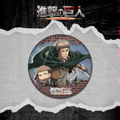 Attack on Titan Double Flash Badge 201 230 Anime Merchandise 75mm 58mm Plain Surface Laser Silver Glitter Pin Character Series
