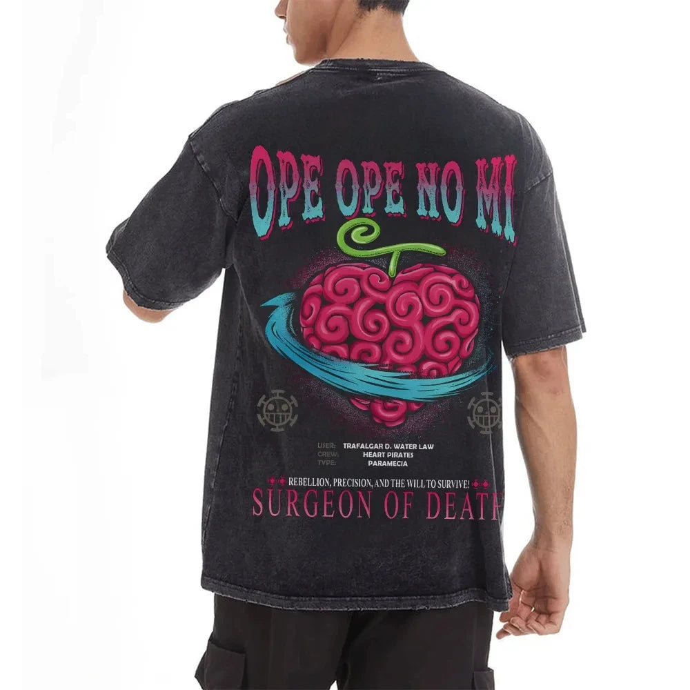 ONE PIECE Devil Fruit Print Retro Old T-shirt Casual Vacation Style Anime Style Street Short Sleeve Summer Men's  Women's Tops