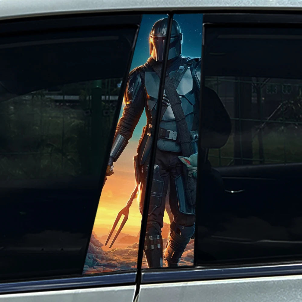 Graffiti Anime Mandalorian Yoda Car B Pillar Sticker