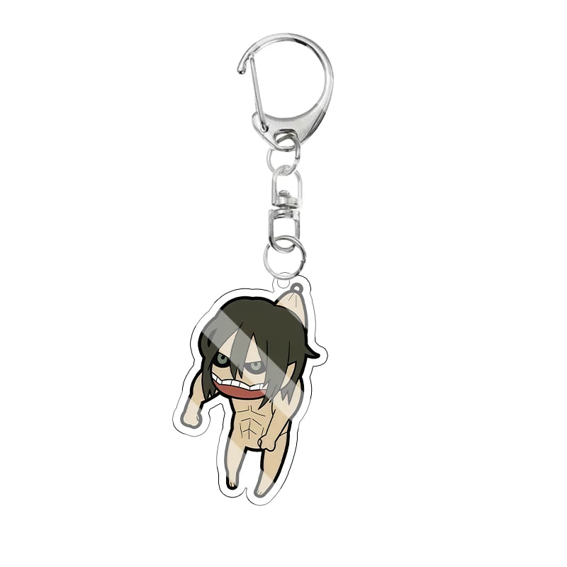 Cartoon Attack on Titan Cute Acrylic Keychain Survey Corps Uniform Anime Character Funny Hanging Pose Bag Pendant Cute Accessory