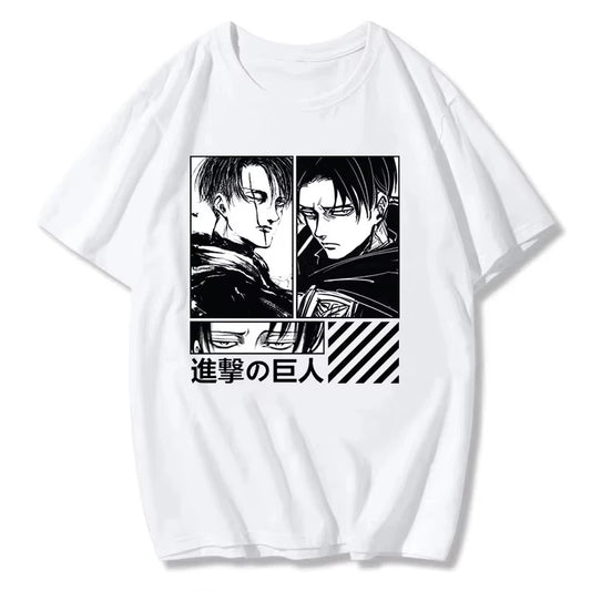 Attack on Titan Anime Levi Ackerman Printed T-shirt  Summer unisex Loose and Breathable cotton T-shirt Top