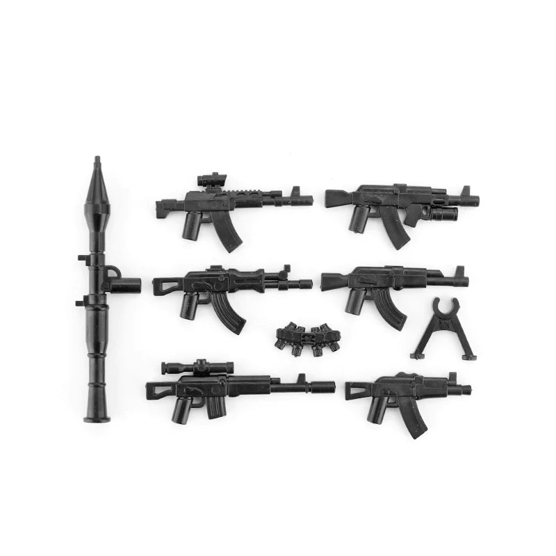 Military Special Forces SWAT Gangster Jeeps Off-Road Vehicle Assault Boat Model Soldier Weapons Building Block Toy For Children