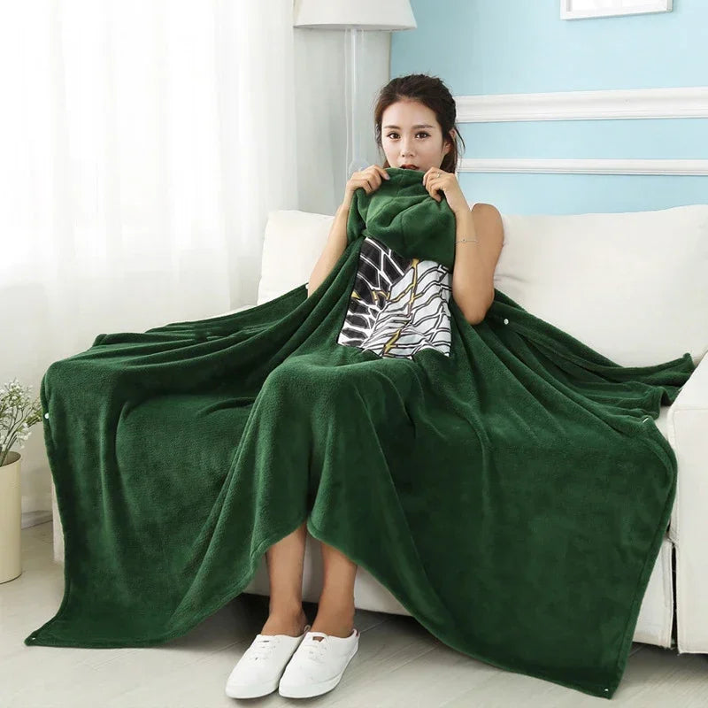 Attack on Titan Anime Blanket Plaid Cloak Capa Shingeki No Kyojin Women Pajama Blanket Levi Cosplay Shawl Blanket Homewear Gift
