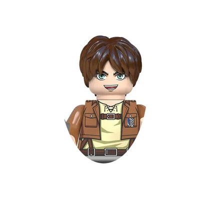 Anime Attack on Titan Building Blocks Keychain Mini Figure Keyring Collectible Toy Pendant for Bag Accessories Fans Gift