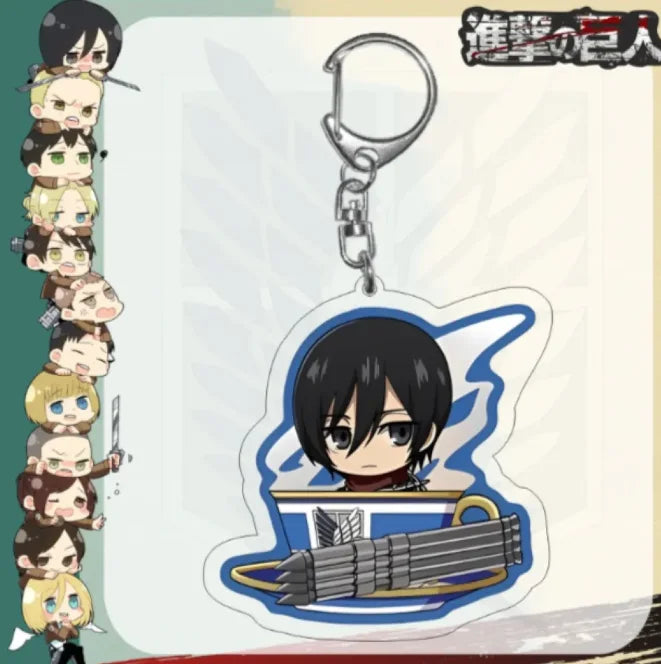 Acrylic Keychain for Attack On Titan Levi Annie Erwin Historia Hange Chibi Version Acrylic Key Buckle Anime Decoration Pendant