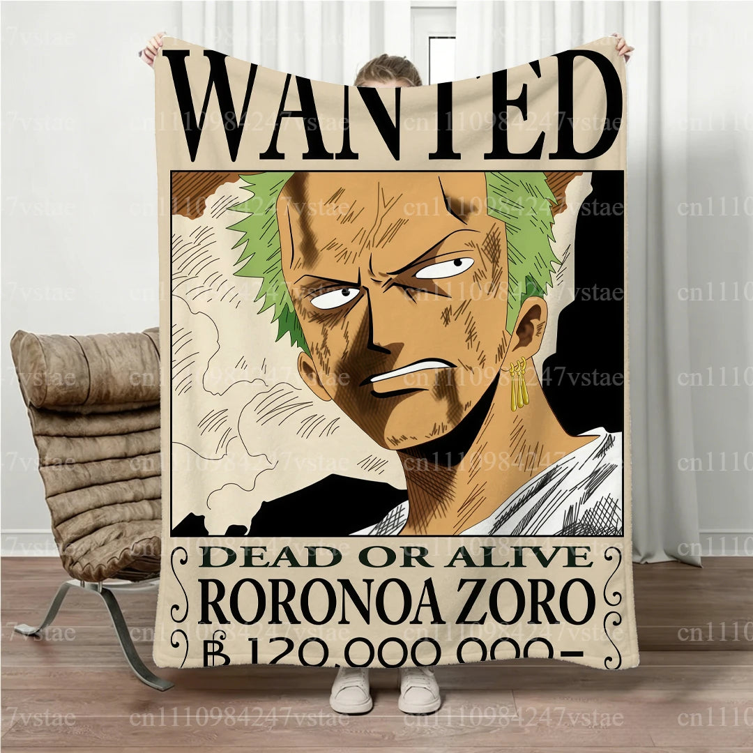 Hot Luffy Wanted Blanket Four Season Parent-Child Matching Family Soft Flannel All Season Warm Throw Blanket Sofa Bed Home Gift