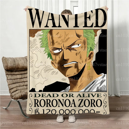 Hot Luffy Wanted Blanket Four Season Parent-Child Matching Family Soft Flannel All Season Warm Throw Blanket Sofa Bed Home Gift