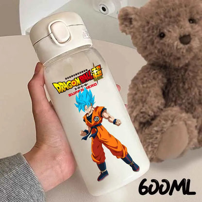 For Dragon Ball Straw Bottles 600ml Vegeta Goku Transparent Plastic Anti Drop Water Bottle Students Outdoor Capacity