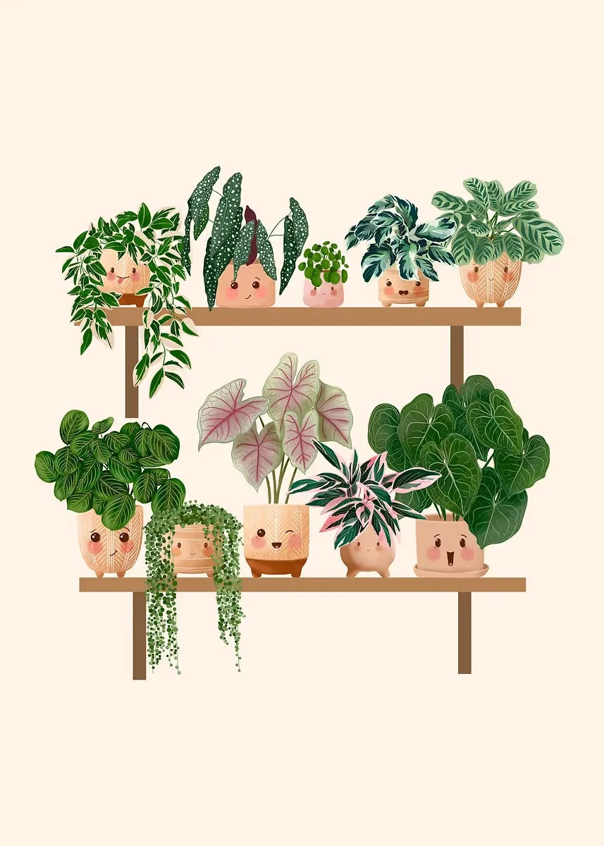 Trendy Cute Plants On A Shelf Posters Modern Quirky Plant Minimalism Prints Canvas Painting Wall Pictures Home Living Room Decor