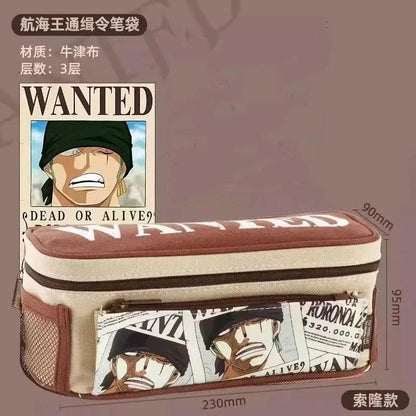 One Piece Luffy pencil bag student pencil bag boys and girls large capacity trendy pencil case anime figure office supplies