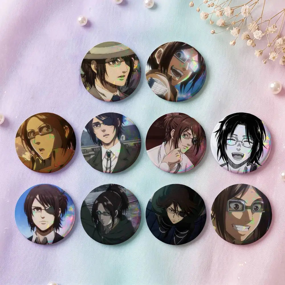Hange Zoe Attack On Titan Anime Badges Button Round Creative Pin Brooch Badge Bag Decor Accessories Fans Collect Friends Gifts
