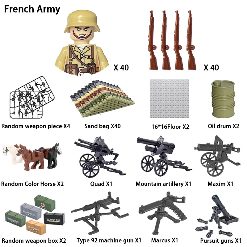 24pcs/batch WW2 Military Character WW2 Army Building Blocks Military Soldier Character Building Blocks Kids Holiday Gift Toys