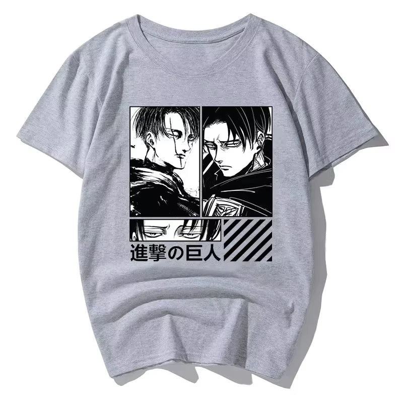 Attack on Titan Anime Levi Ackerman Printed T-shirt  Summer unisex Loose and Breathable cotton T-shirt Top