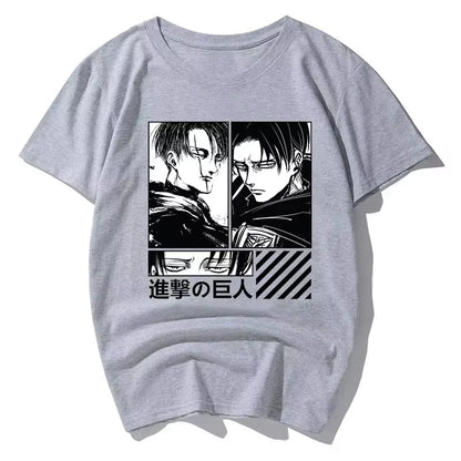 Attack on Titan Anime Levi Ackerman Printed T-shirt  Summer unisex Loose and Breathable cotton T-shirt Top