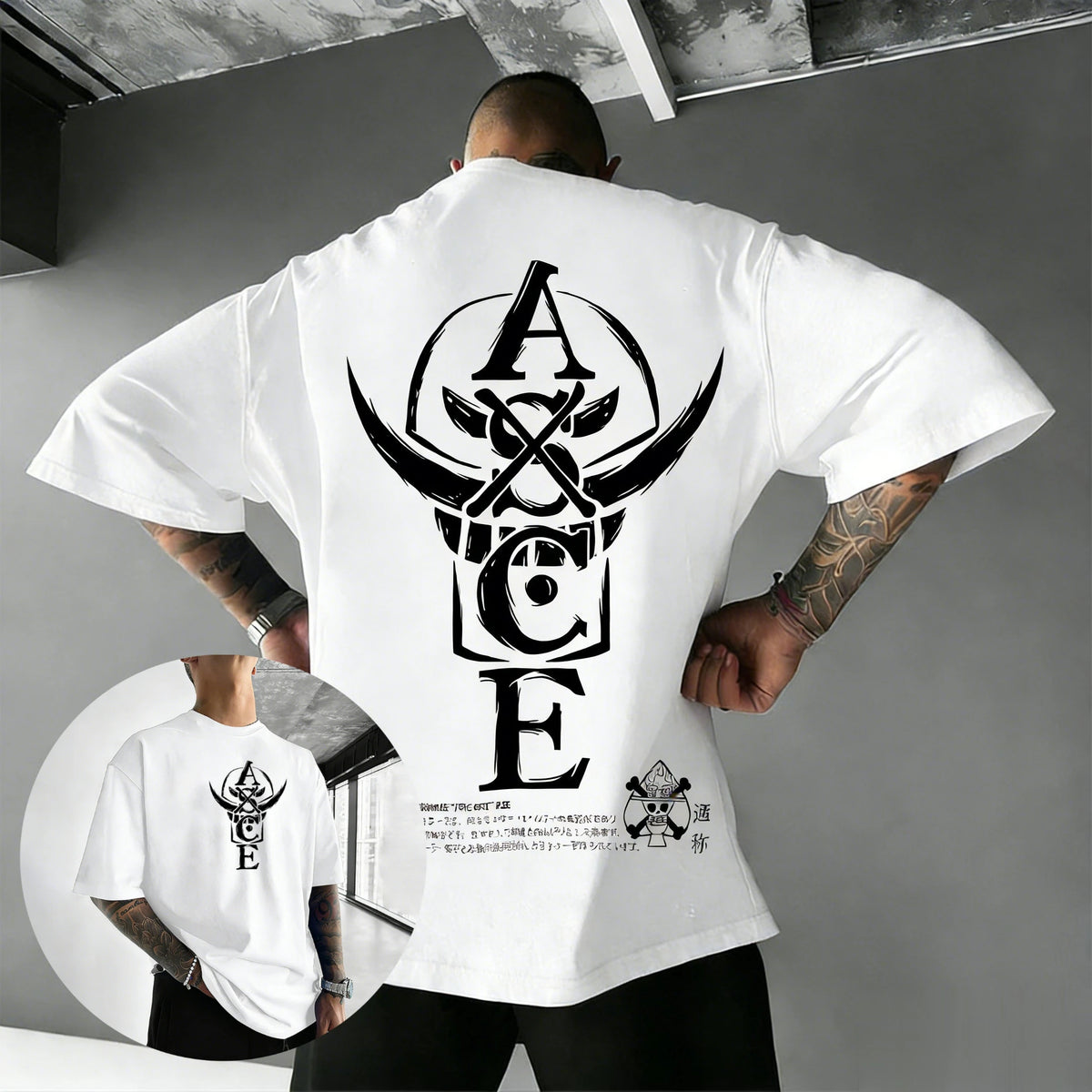 2026 Summer One Piece Portgas D. Ace ASCE Cotton T-Shirt Vintage Skull Print Casual Streetwear for Men Women Teens Anime Fans