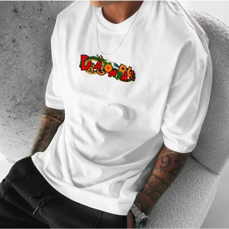 Dragon Ball Men's Anime CollaborationT-Shirt 2025 Summer Loose Large Size Printing Street Casual Children's Parent-Child Top