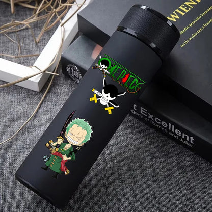 One Piece 304 Stainless Steel Thermos Cup Pattern Luffy Roronoa Zoro Action Figure High Capacity 500ML Drinking Water Bottle