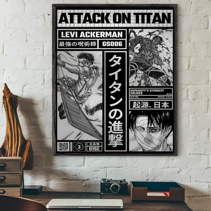 Attack on Titan Japanese Manga Poster Waterproof Sticky Wall Art for Living Room Bedroom Bar Hallway Decor