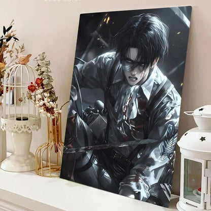 AZNM Attack on Titan Anime Canvas Wall Art, Levi Ackerman Print, Shingeki no Kyojin Home Decor Poster