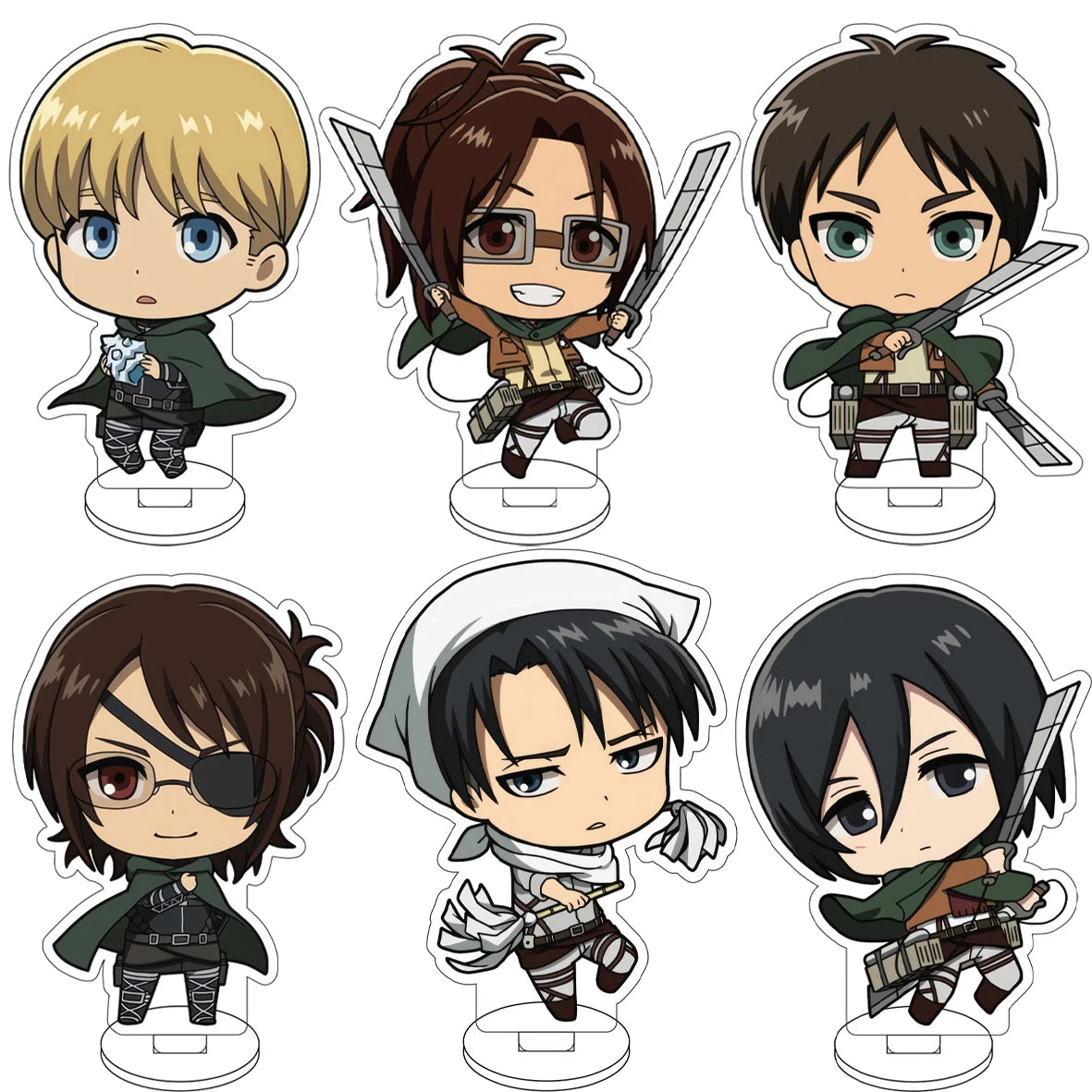 10CM Anime ‌Attack on Titan Cos Eren Jaeger Mikasa Ackerman Levi Ackerman Hanji Zoe Figure Acrylic Stand Cute Ornaments Gifts
