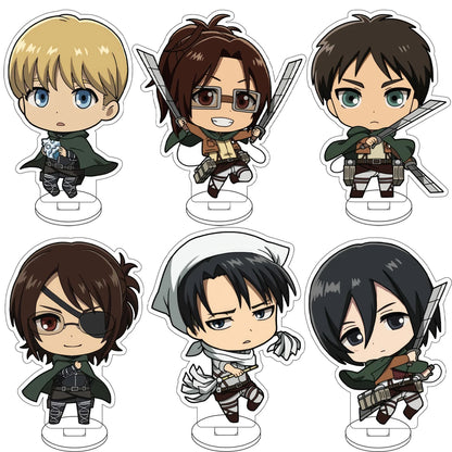 10CM Anime ‌Attack on Titan Cos Eren Jaeger Mikasa Ackerman Levi Ackerman Hanji Zoe Figure Acrylic Stand Cute Ornaments Gifts