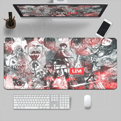 New HD Printing Attack on Titan Anime Desk Mat Large Lock Edge Mouse Pad Computer Mousepad Gaming Laptop Keyboard Mouse Mats Rug