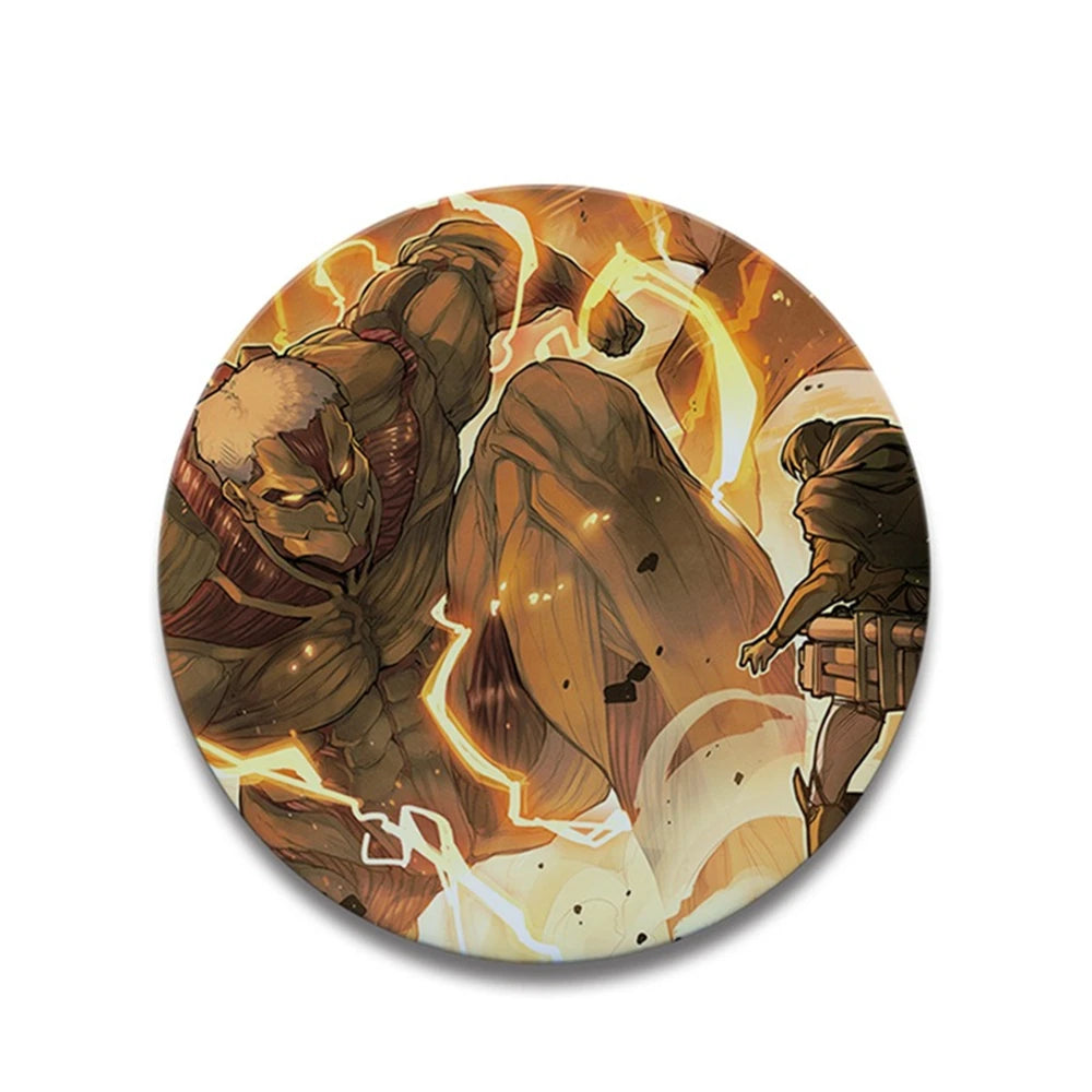 58mm Anime Attack on Titan Eren Jaeger Mikasa Ackerman Erwin Smith Cosplay COSTUME Badge Pin SPTE Tinplate Brooch Prop Xmas Gilf