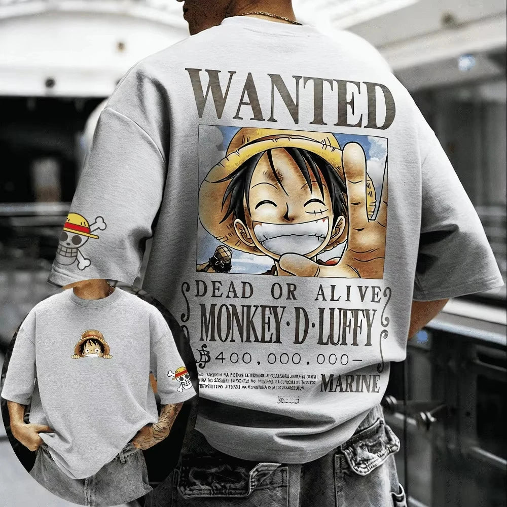 2026 Unisex Cotton T-shirt ONE PIECE Monkey D. Luffy Summer New Product Anime Printed Oversized Loose Parent Child Short Sleeve
