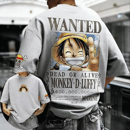 2026 Unisex Cotton T-shirt ONE PIECE Monkey D. Luffy Summer New Product Anime Printed Oversized Loose Parent Child Short Sleeve