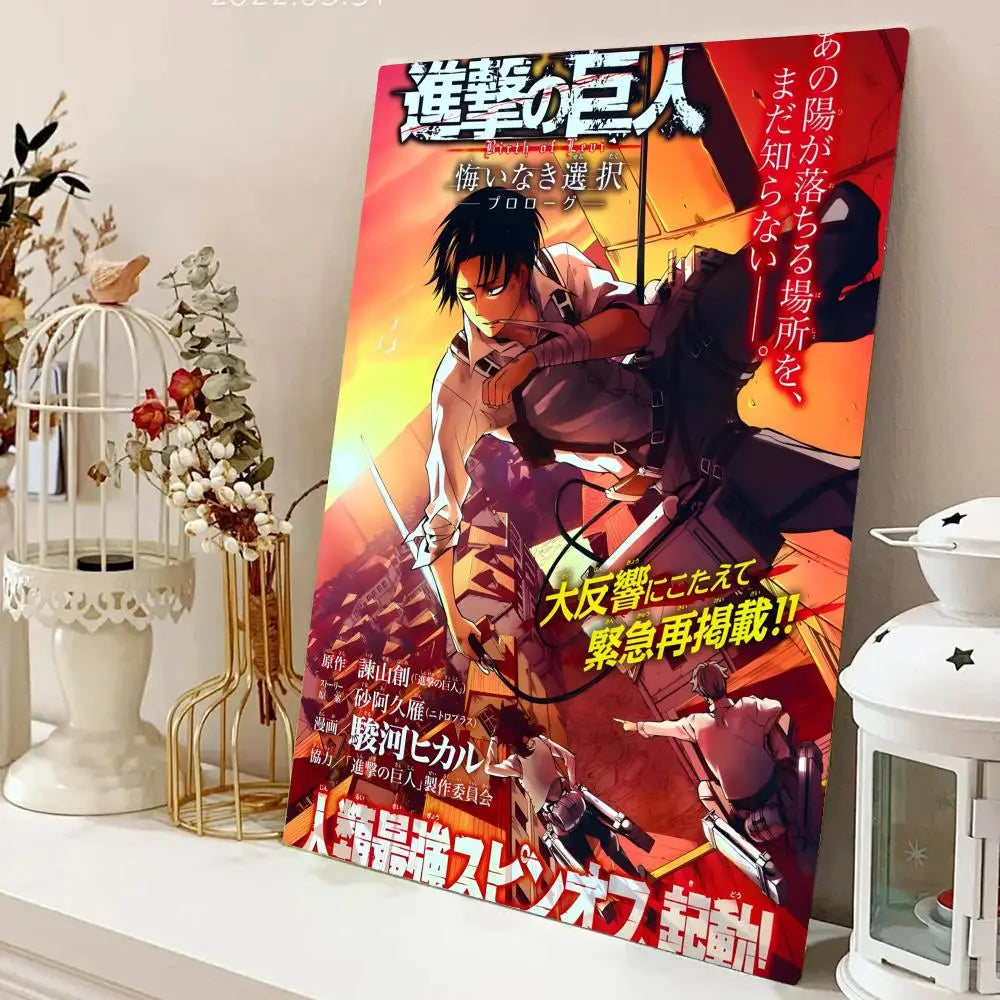 AZNM Attack on Titan Anime Canvas Wall Art, Levi Ackerman Print, Shingeki no Kyojin Home Decor Poster