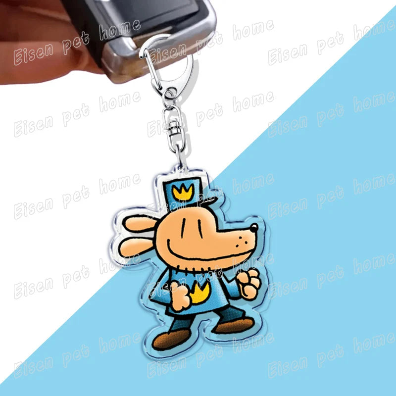 Dog Man Cat Keychain