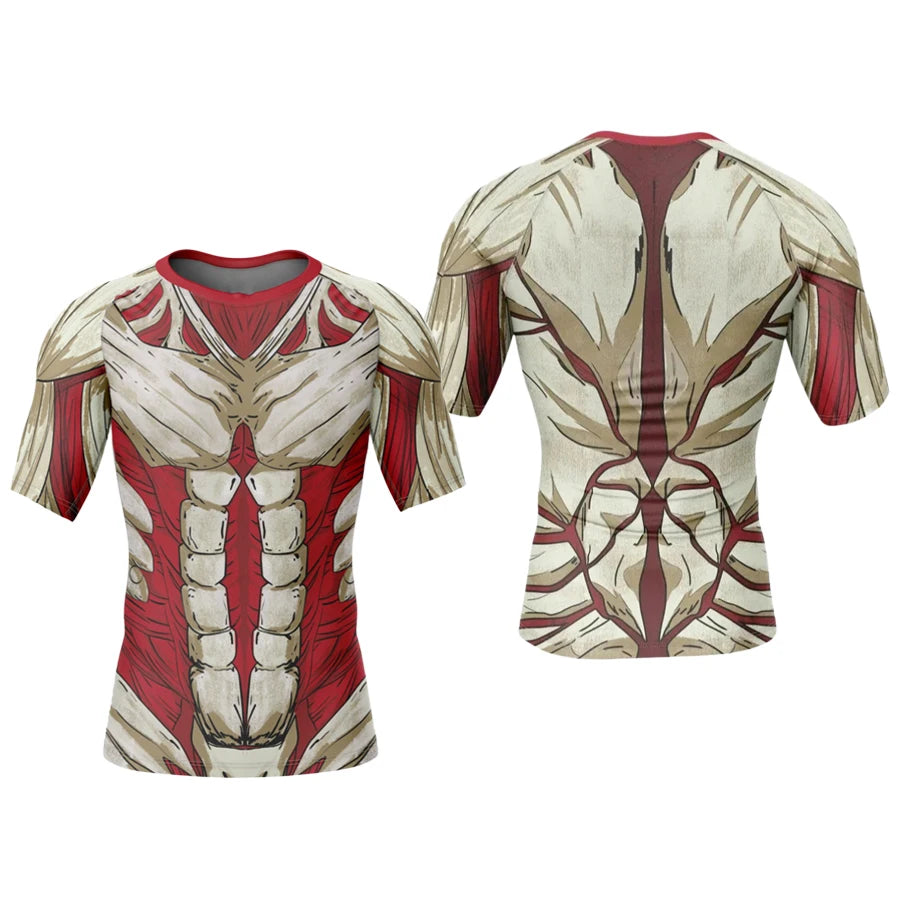 Bandai Attack On Titan Armored Reiner Braun Rash Guard Anime Adult Kids Compression T-Shirt Summer Quick-dry Soft Lightweight