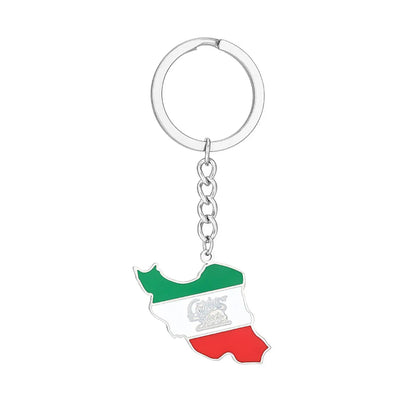 Iran Map Keychain for Women Men Key Chain Stainless Steel Jewelry Accessories Gift
